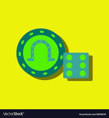 Flat icon design collection dice and lucky chip vector image