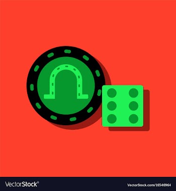 Flat icon design collection dice and lucky chip vector image