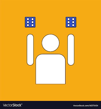 Flat icon design collection dice and man vector image