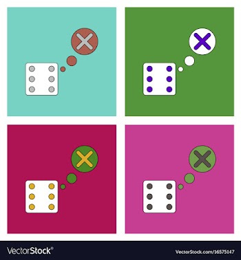 Flat icon design collection dice and x mark vector image