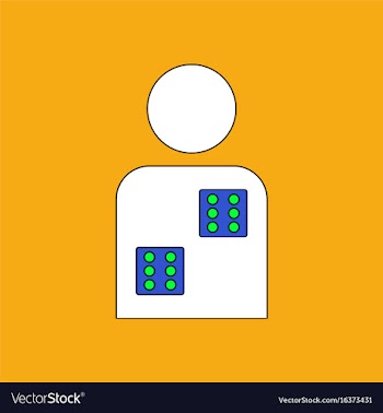 Flat icon design collection dice in man silhouette vector image