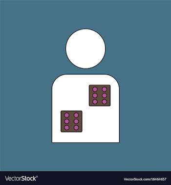 Flat icon design collection dice in man silhouette vector image