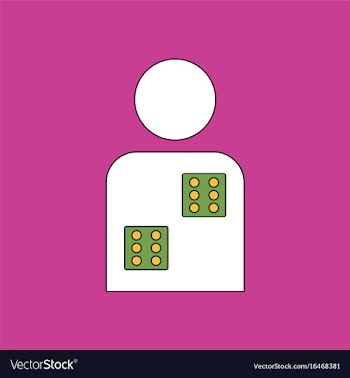 Flat icon design collection dice in man silhouette vector image