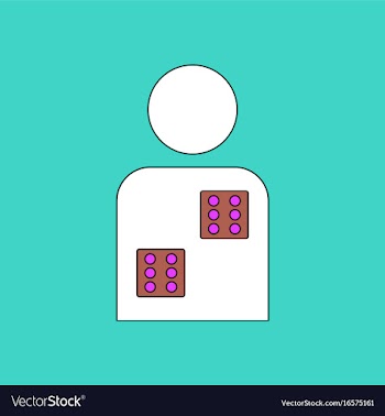 Flat icon design collection dice in man silhouette vector image