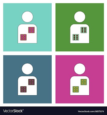 Flat icon design collection dice in man silhouette vector image
