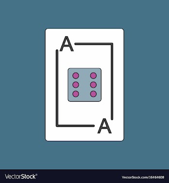 Flat icon design collection dice on playing card vector image