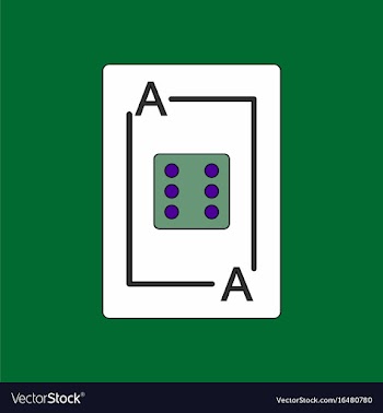 Flat icon design collection dice on playing card vector image