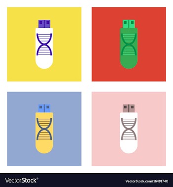Flat icon design collection dna memory vector image