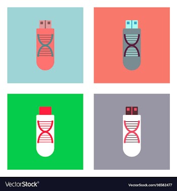 Flat icon design collection dna memory vector image