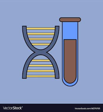 Flat icon design collection dna with test tube vector image