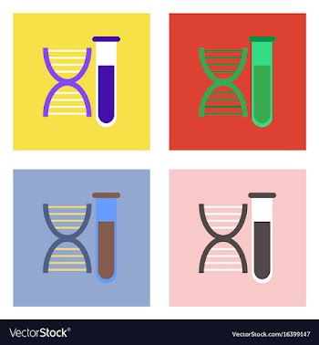 Flat icon design collection dna with test tube vector image