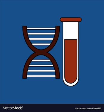 Flat icon design collection dna with test tube vector image