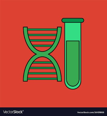 Flat icon design collection dna with test tube vector image