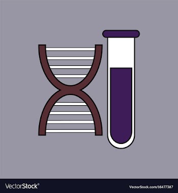 Flat icon design collection dna with test tube vector image