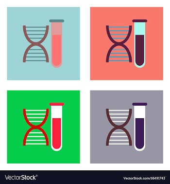 Flat icon design collection dna with test tube vector image