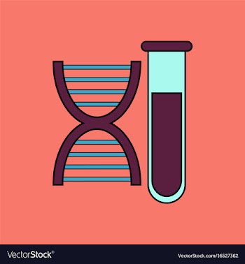 Flat icon design collection dna with test tube vector image