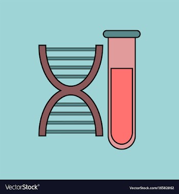 Flat icon design collection dna with test tube vector image