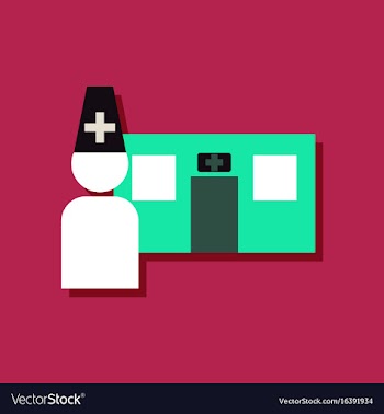 Flat icon design collection doctor and hospital vector image