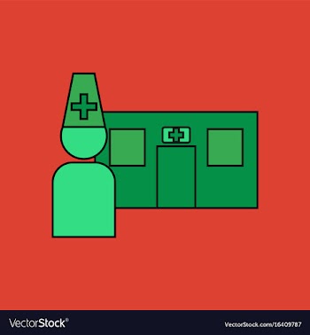 Flat icon design collection doctor and hospital vector image
