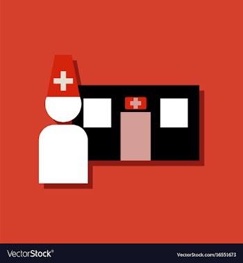 Flat icon design collection doctor and hospital vector image