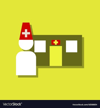 Flat icon design collection doctor and hospital vector image