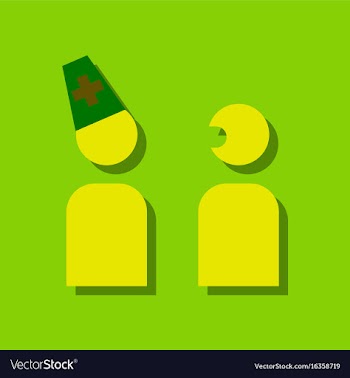 Flat icon design collection doctor and patient in vector image