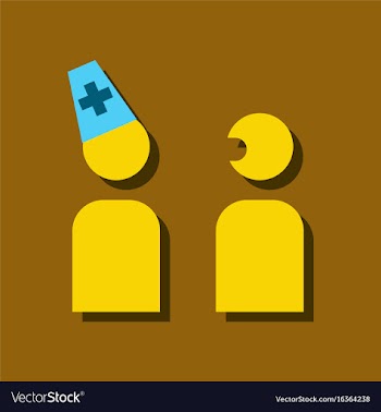 Flat icon design collection doctor and patient in vector image