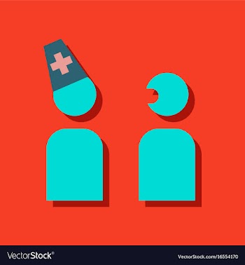 Flat icon design collection doctor and patient in vector image