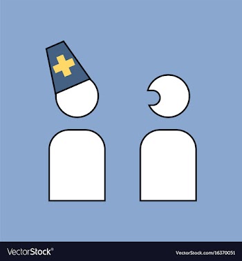 Flat icon design collection doctor and patient vector image