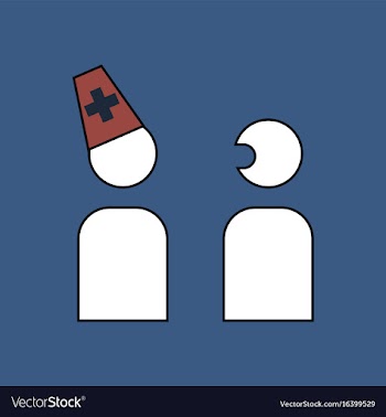 Flat icon design collection doctor and patient vector image