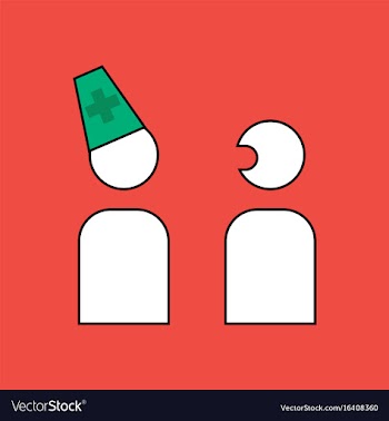Flat icon design collection doctor and patient vector image