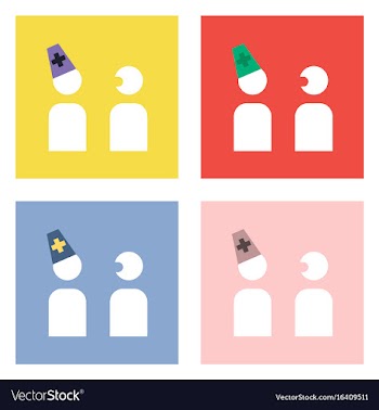 Flat icon design collection doctor and patient vector image