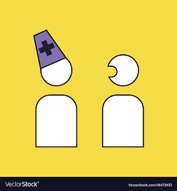Flat icon design collection doctor and patient vector image