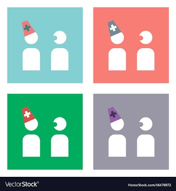 Flat icon design collection doctor and patient vector image