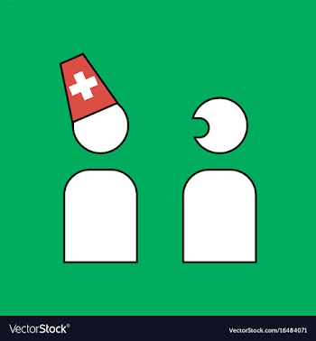 Flat icon design collection doctor and patient vector image