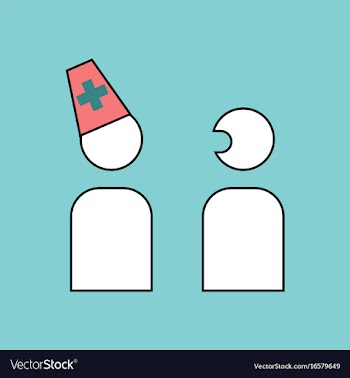 Flat icon design collection doctor and patient vector image