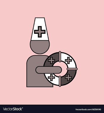 Flat icon design collection doctor with lifebuoy vector image