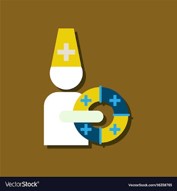 Flat icon design collection doctor with lifebuoy vector image