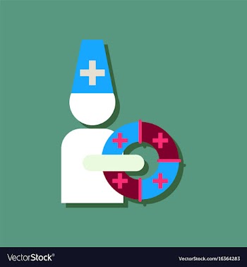 Flat icon design collection doctor with lifebuoy vector image