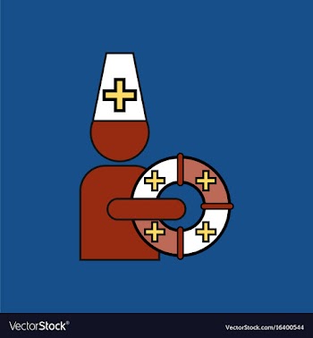 Flat icon design collection doctor with lifebuoy vector image