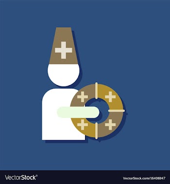 Flat icon design collection doctor with lifebuoy vector image