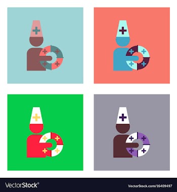 Flat icon design collection doctor with lifebuoy vector image