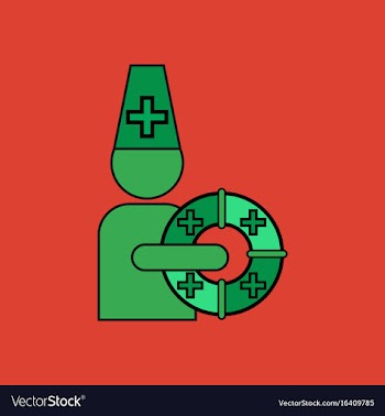 Flat icon design collection doctor with lifebuoy vector image