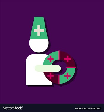 Flat icon design collection doctor with lifebuoy vector image