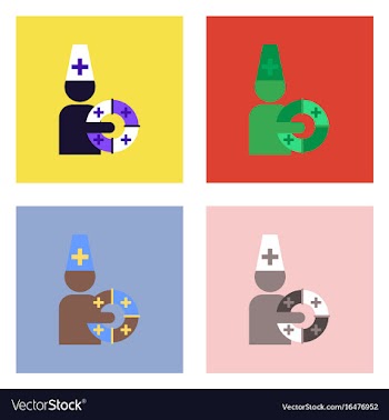 Flat icon design collection doctor with lifebuoy vector image