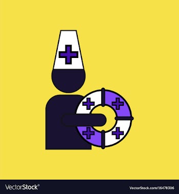 Flat icon design collection doctor with lifebuoy vector image