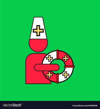 Flat icon design collection doctor with lifebuoy vector image