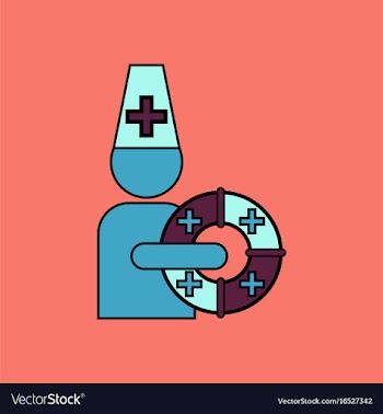 Flat icon design collection doctor with lifebuoy vector image