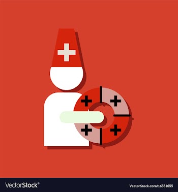Flat icon design collection doctor with lifebuoy vector image