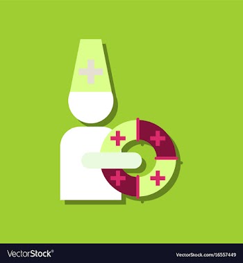 Flat icon design collection doctor with lifebuoy vector image